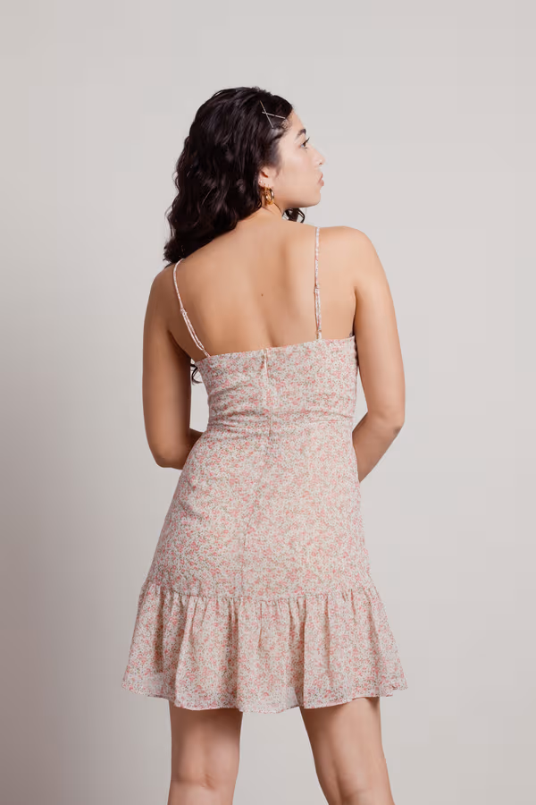 Make You Feel Floral Surplice Mini Dress - Blush