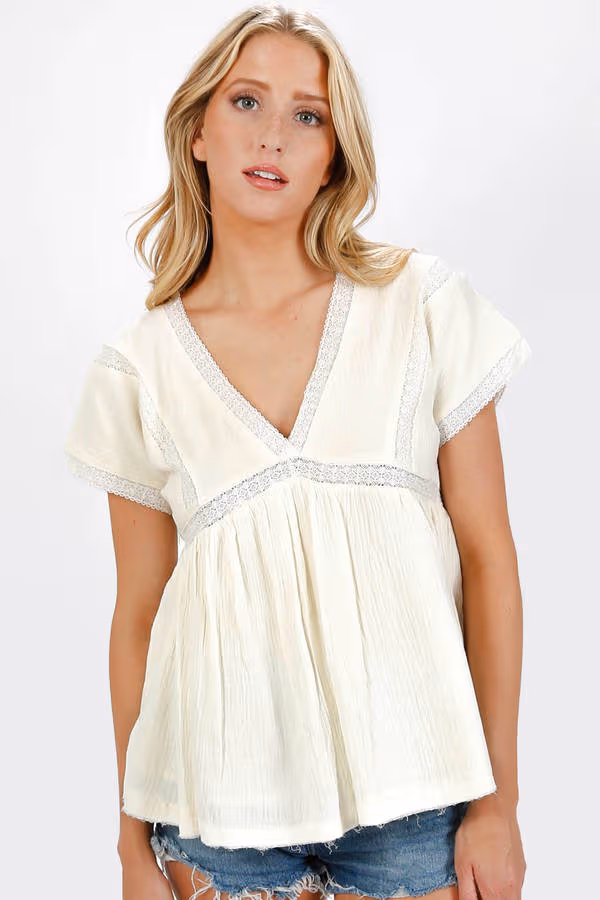 Elliana Lace Blouse - Buttercream