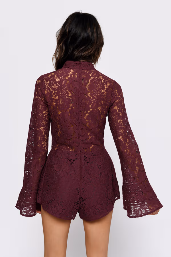 Wilhemenia Lace Romper - Merlot