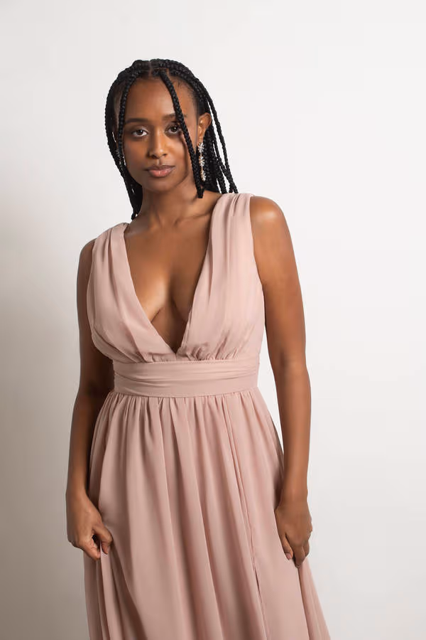 Everlasting Moment Plunging High Slit Maxi Dress - Emerald