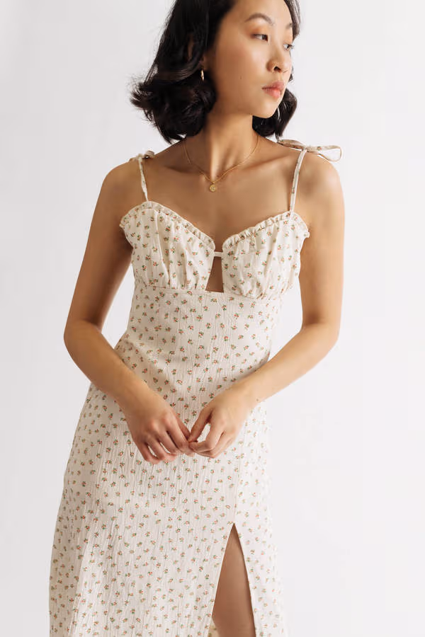 Feels Like Summer Floral Slit Mini Dress - Sky Blue