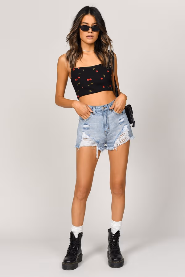Steal Your Heart Crop Top - Black Multi