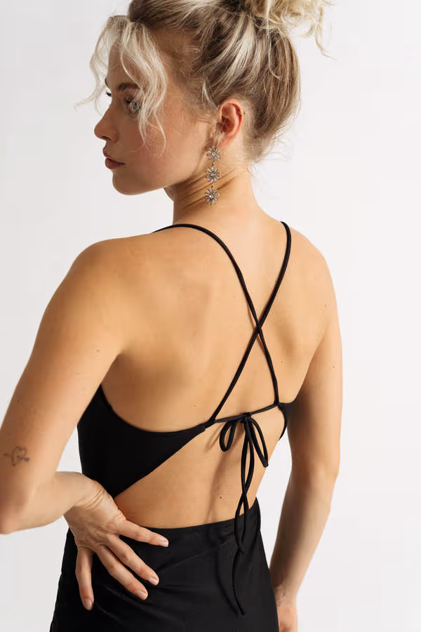 Sharpei Cowl Neck Open Back Mini Dress - Hunter Green