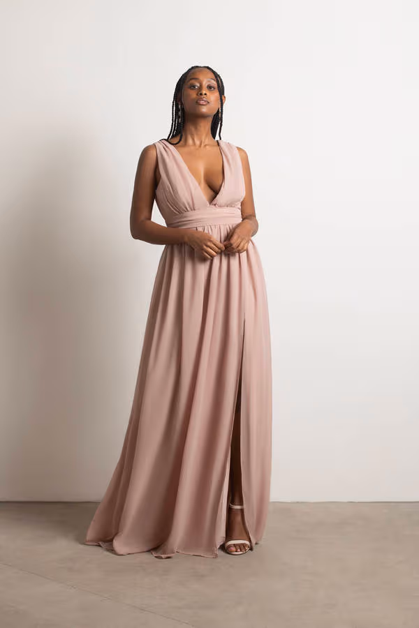 Everlasting Moment Plunging High Slit Maxi Dress - Emerald