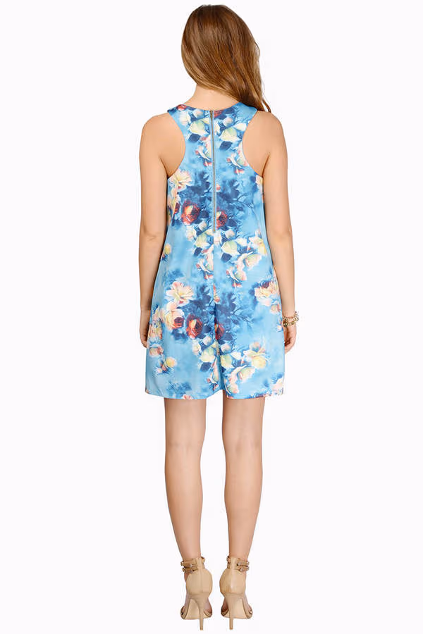 Floral Fields Floral Racerback Mini Dress - Blue