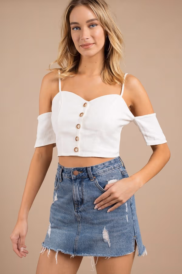 Moon River Mia Crop Top - Ivory