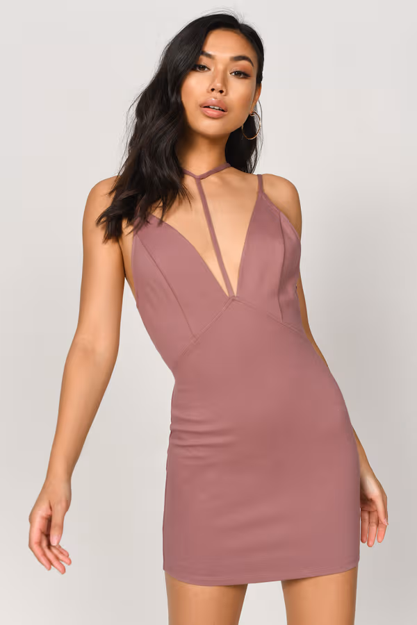 Caddie Cat Strappy Bodycon Mini Dress - Black