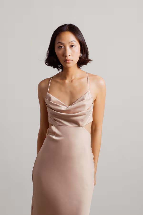 Chrissie Satin Cutout Maxi Dress - Light Gold