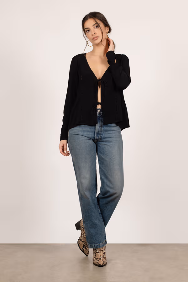 Rebecka Front Tie Blouse - Black
