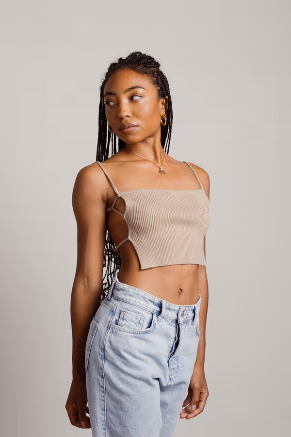 Fly Me Out Crop Top - Taupe