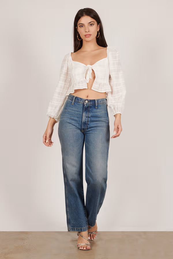 Ally Front Tie Blouse - White