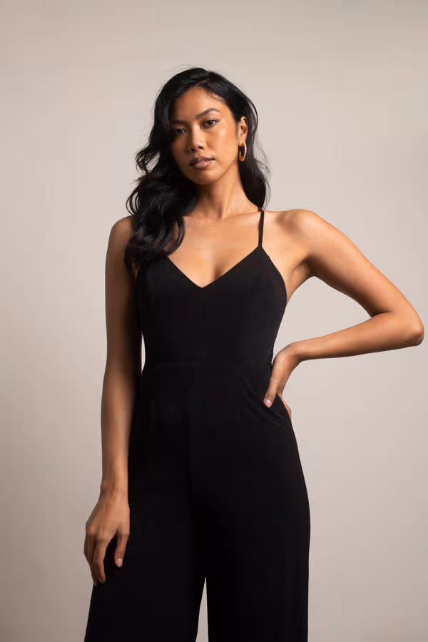 Late Night Cross Back Jumpsuit - Black