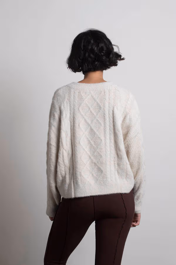 Cuddle Season Cable Knit Sweater - Green