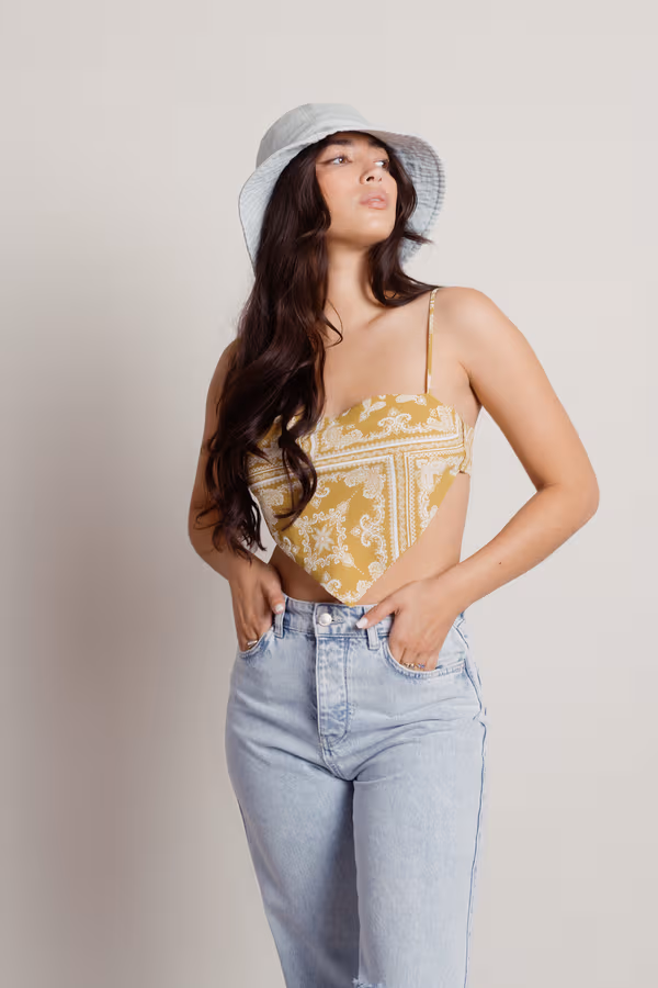 Scarf It Up Crop Top - Yellow