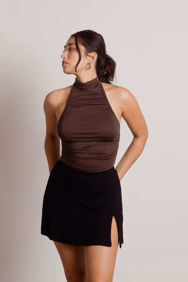 Grow Up Crop Top - Chocolate Brown