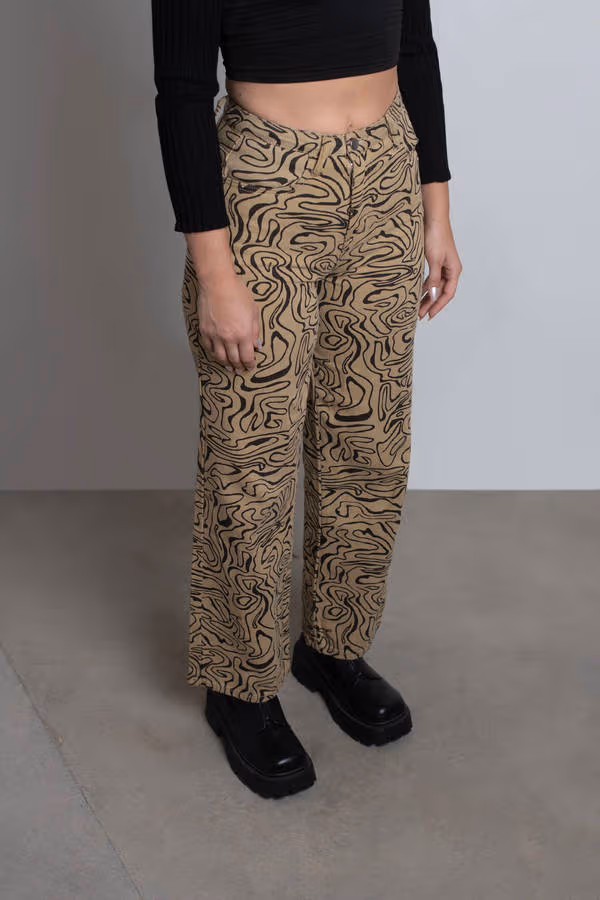 So Wavy Straight Leg Pants - Green Multi