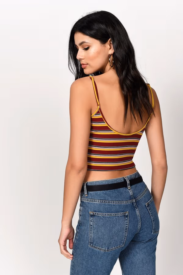 Beautiful Crazy Crop Top - Wine Multi