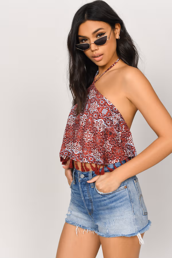 Ruby Crop Top - Red Multi