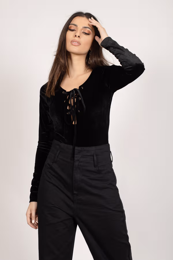 Lisbeth Lace Up Bodysuit - Black