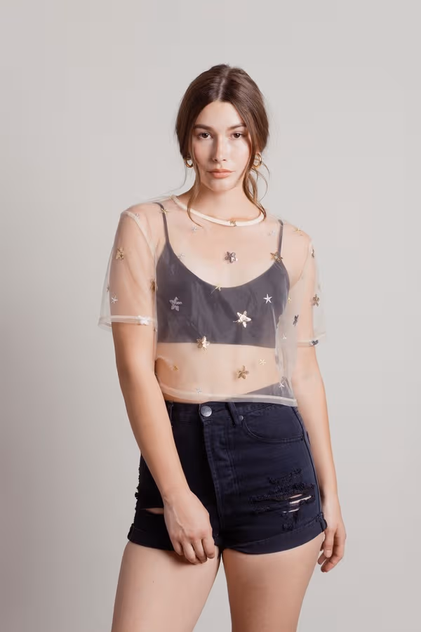 Starry Night Crop Top - Cream