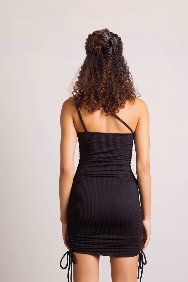 Already Told You Ruched One Shoulder Mini Dress - Olive