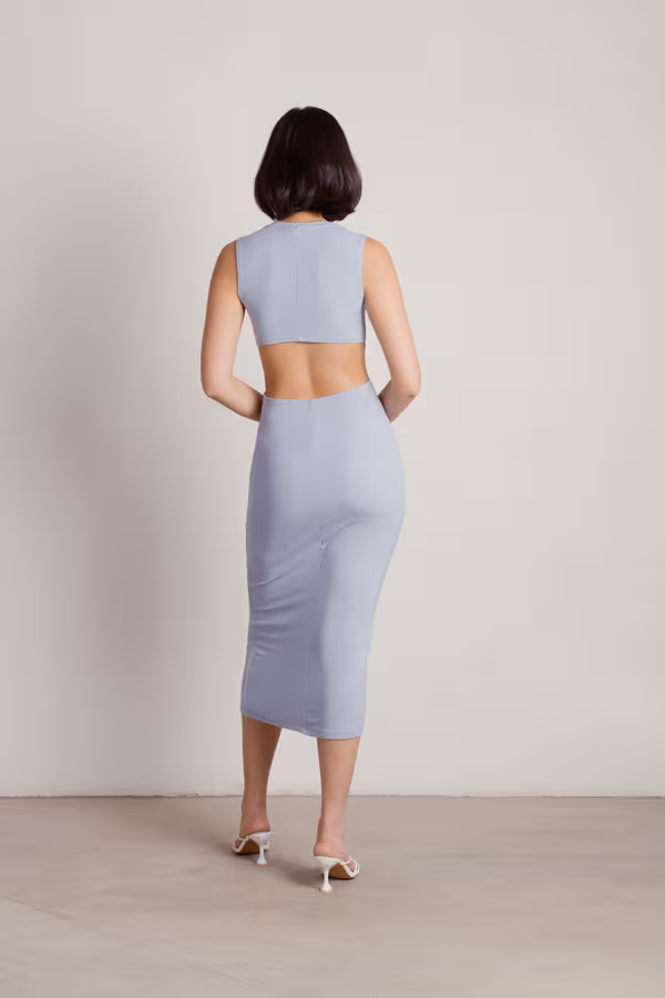 Call Me Up Cutout Bodycon Midi Dress - Coral