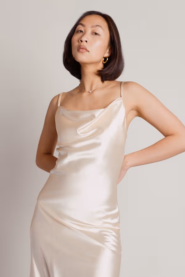Momentum Satin Cami Midi Dress - Cocoa