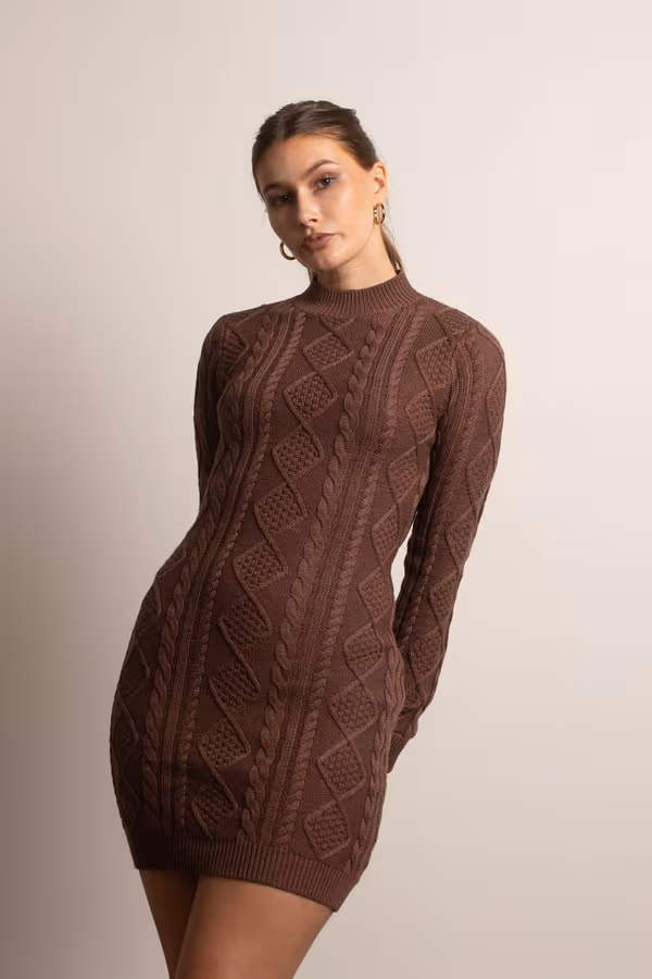 Look Back Backless Sweater Mini Dress - Stone