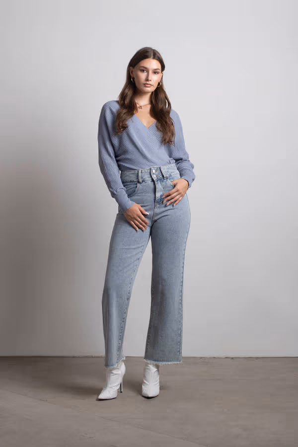 Moriah Surplice Bodysuit - Blue